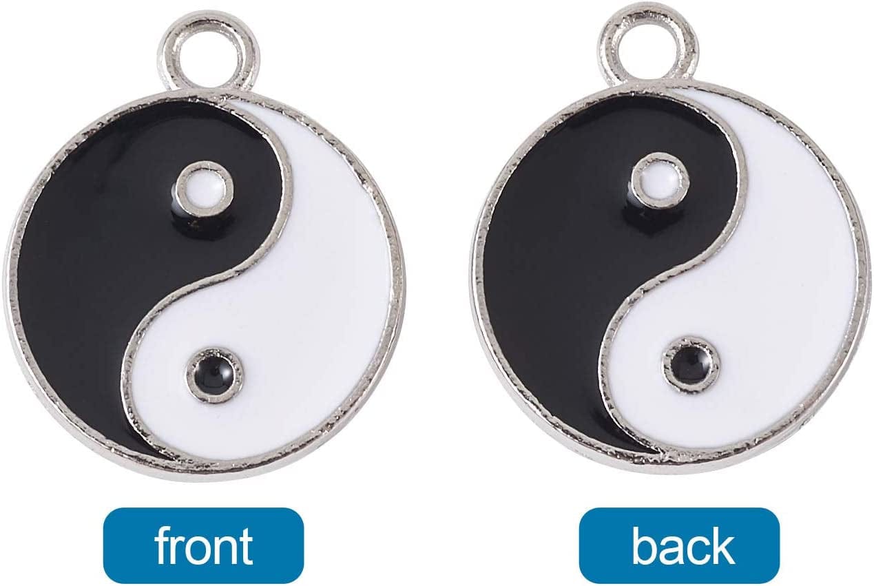 20Pcs Yin Yang Enamel Charm 21X18Mm Double Sided Enamel Yoga Meditation Dangle Charm Pendants for Earrings Necklace Bracelet Jewelry Making and Crafting