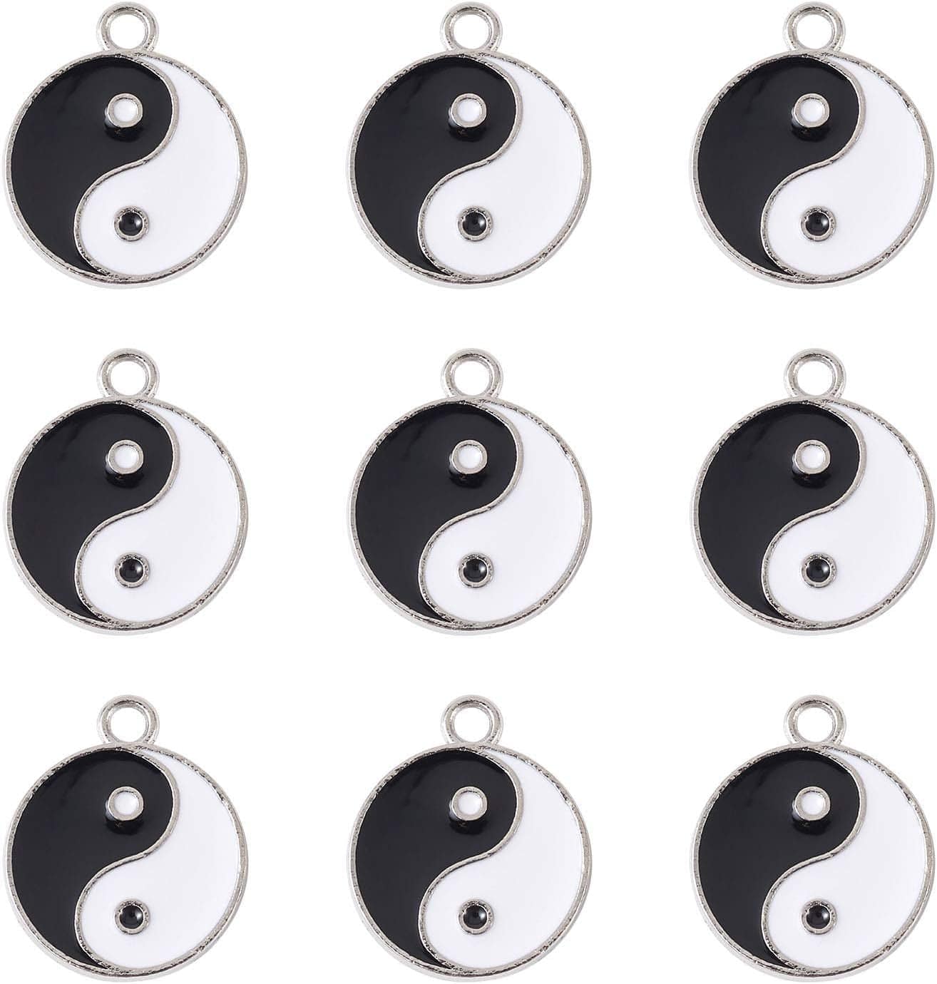 20Pcs Yin Yang Enamel Charm 21X18Mm Double Sided Enamel Yoga Meditation Dangle Charm Pendants for Earrings Necklace Bracelet Jewelry Making and Crafting White & Black#Trigram