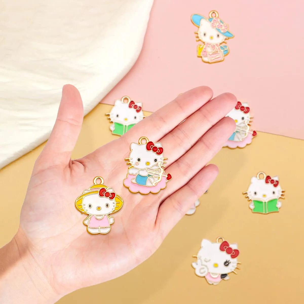 21 Pieces Enamel Cat Charms for Jewelry Making 7 Styles Cute Cat Charms Earring Necklace Bracelet Pendants Crafts