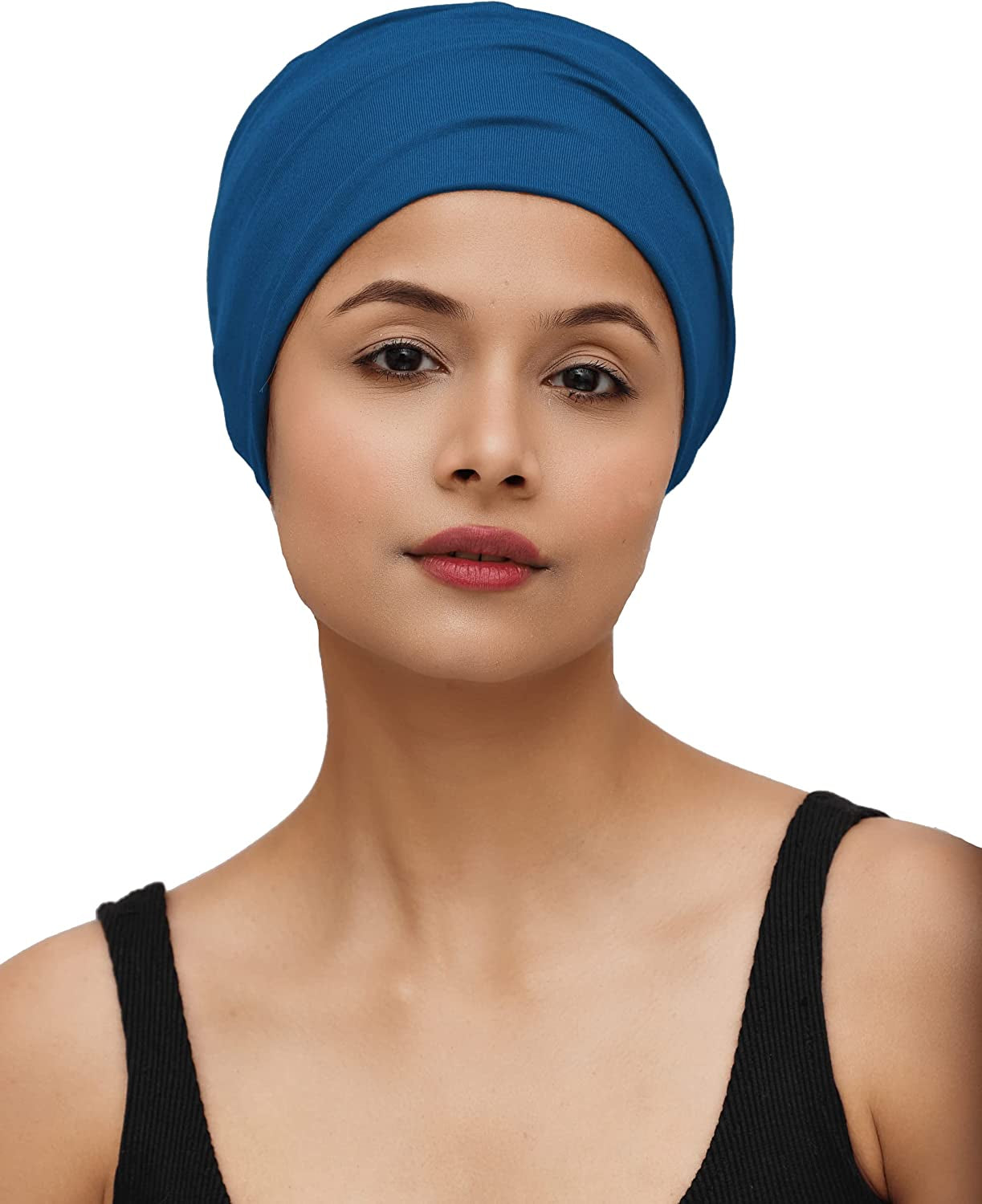 SAKUCHI Chemo Hats Solid Sleep Cap Women'S Bamboo Soft Headwear Cancer Cap Apparel & Accessories > Clothing Accessories > Headwear SAKUCHI Blue
