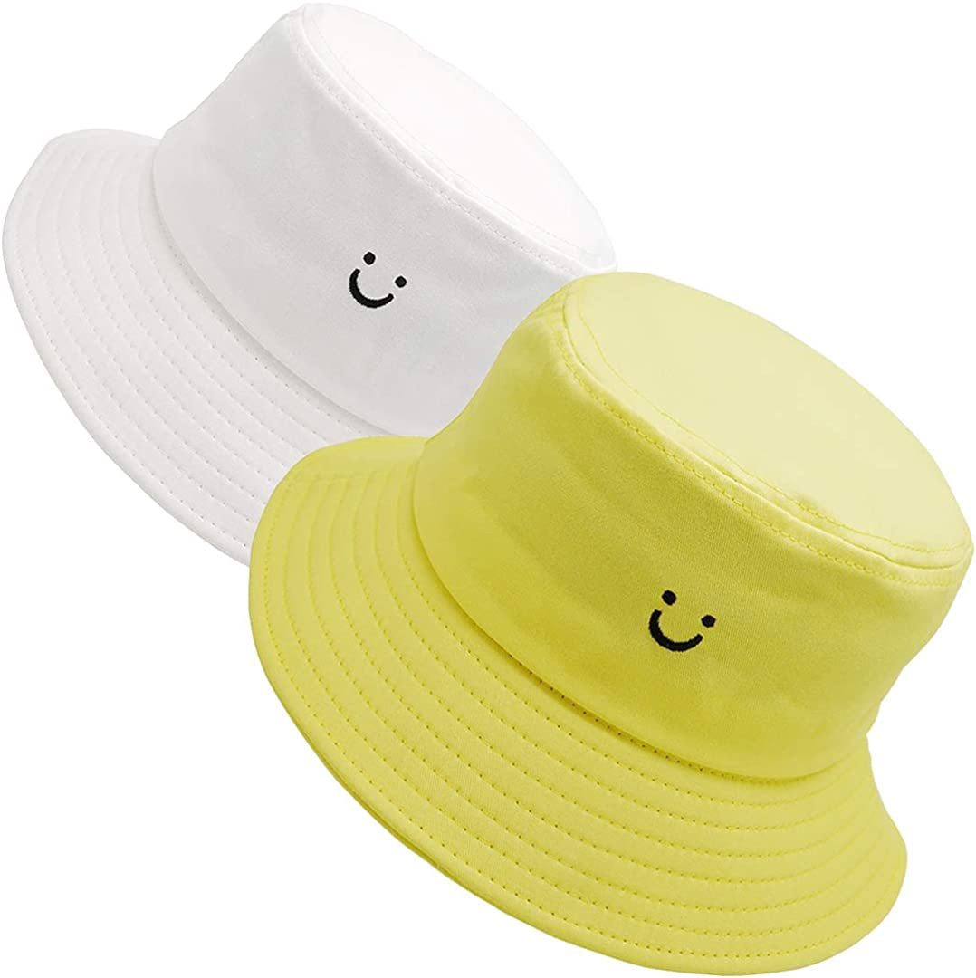 Maxnova Bucket Hats Summer Travel Beach Sun Hat Outdoor Cap Unisex 2Pack Apparel & Accessories > Clothing Accessories > Hats MaxNova 2pack White/Yellow
