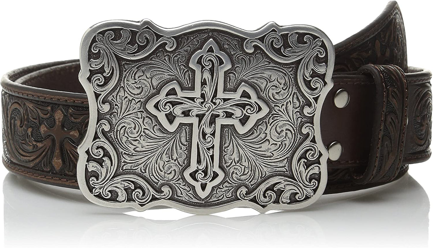 M&F Western Tooled Cross Brown MD (34" Waist), Medium Apparel & Accessories > Clothing Accessories > Belts Nocona Boots