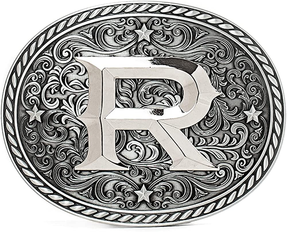 Western Cowboy/Cowgirl Initial Belt Buckle - Large, Letter Buckles for Men and Women Apparel & Accessories > Clothing Accessories > Belt Buckles Itera R