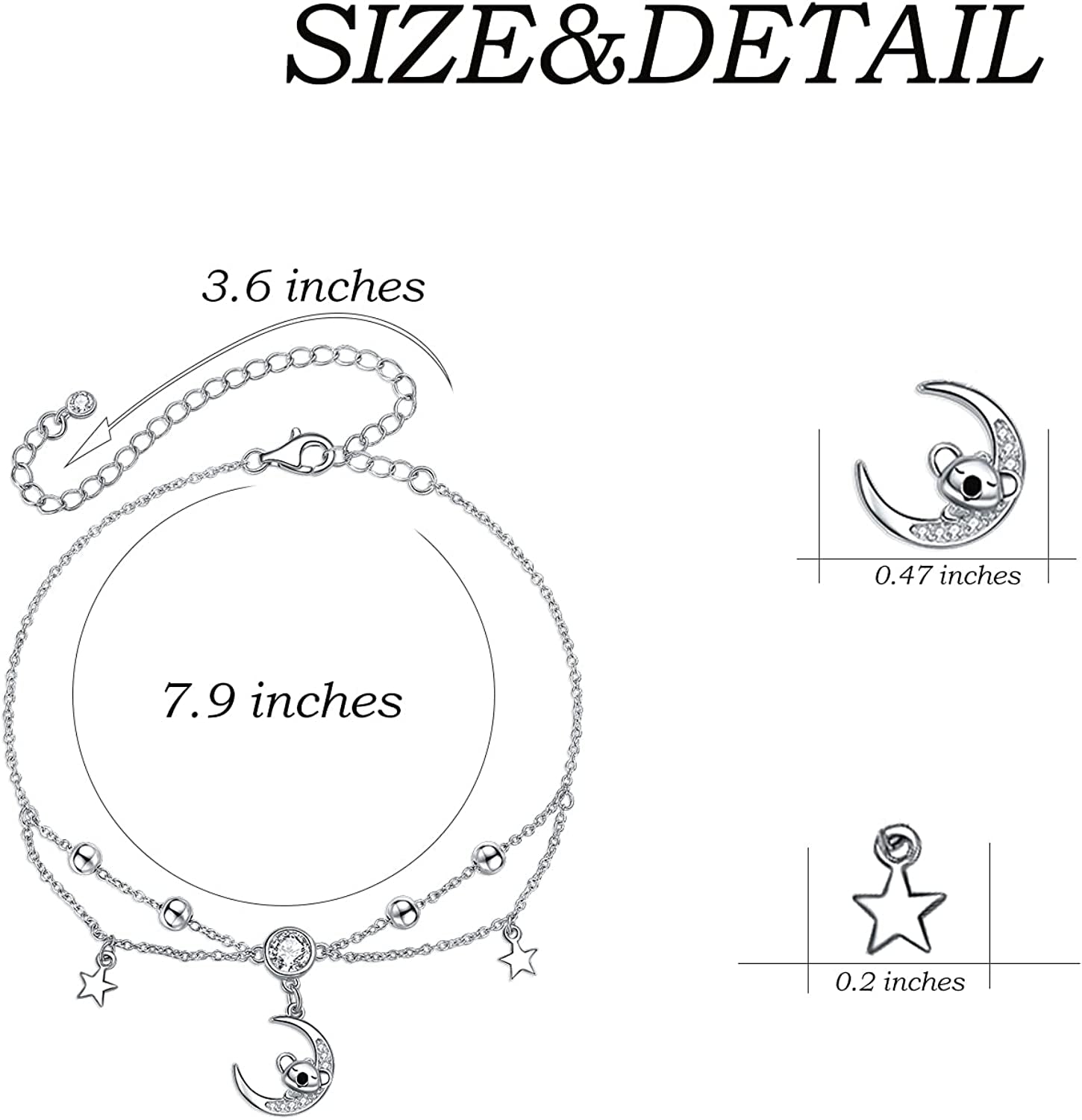 URMWMOO S925 Sterling Silver Sloth Necklace Purple Green Birthstone Moon Jewelry Keep Me in Your Heart Animal Pendant Necklaces Sloths Gifts for Women Girlfriend Apparel & Accessories > Jewelry > Anklets URMWMOO JEWELRY