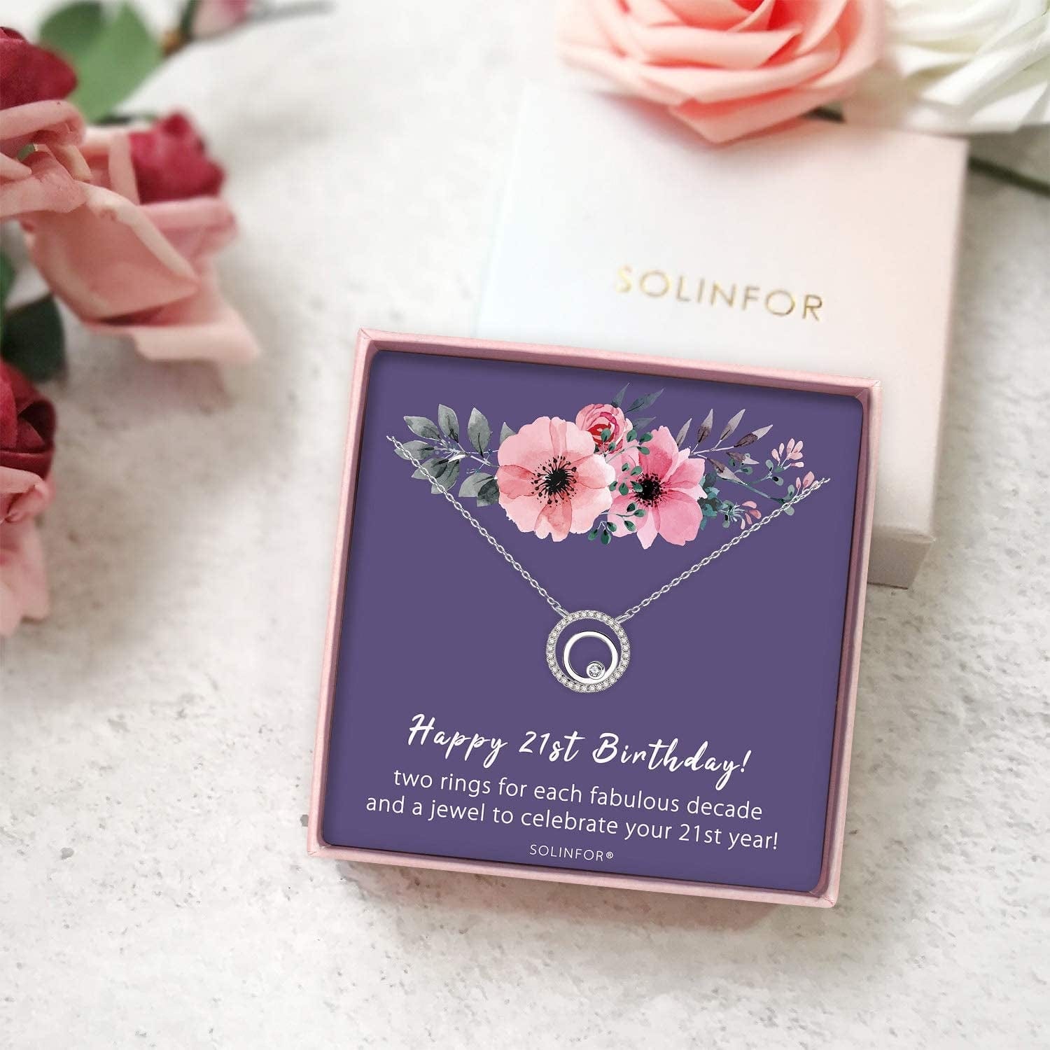 21St Birthday Gifts for Her - Sterling Silver Jewelry with Gift Wrapping, Card - 21 Year Old Necklace Gift for Women, Best Friend, Daughter