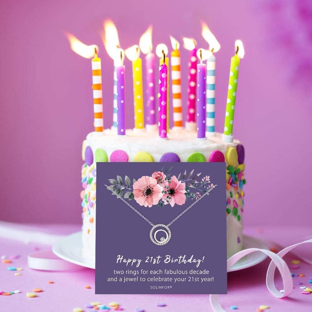 21St Birthday Gifts for Her - Sterling Silver Jewelry with Gift Wrapping, Card - 21 Year Old Necklace Gift for Women, Best Friend, Daughter