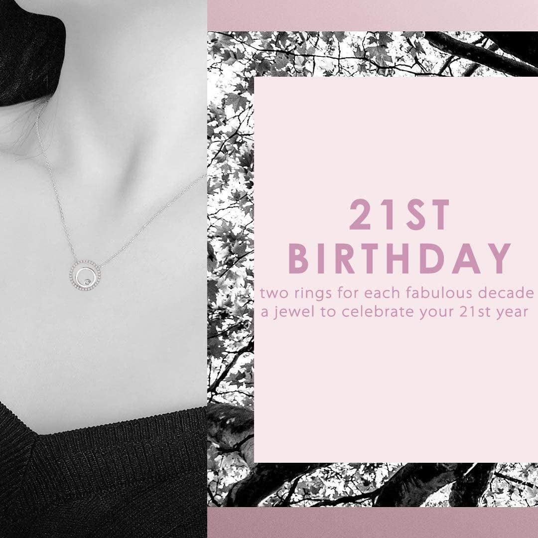 21St Birthday Gifts for Her - Sterling Silver Jewelry with Gift Wrapping, Card - 21 Year Old Necklace Gift for Women, Best Friend, Daughter