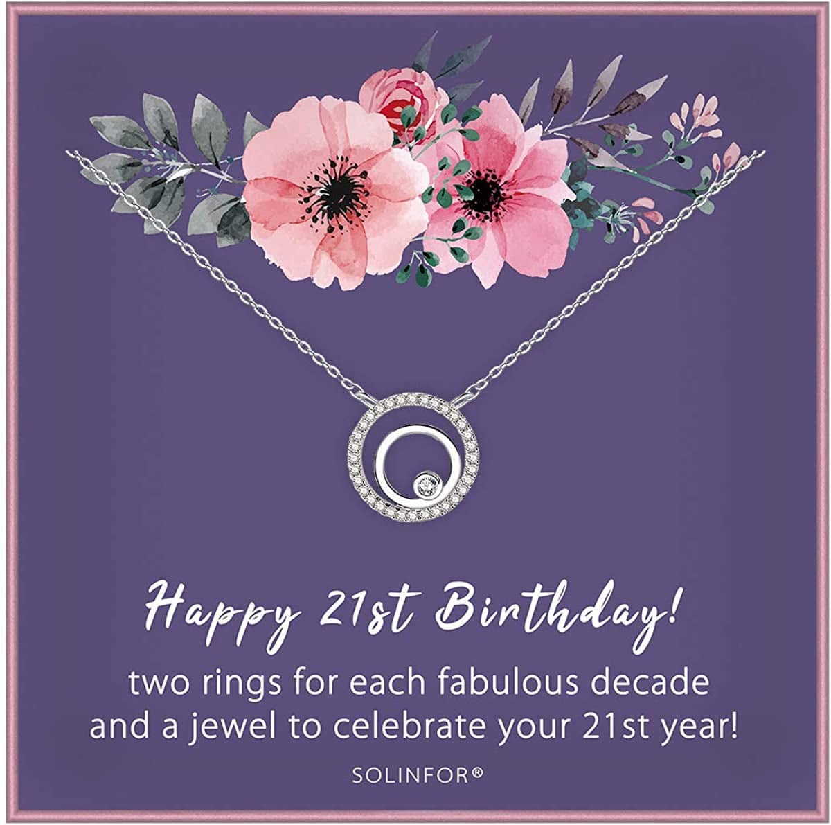 21St Birthday Gifts for Her - Sterling Silver Jewelry with Gift Wrapping, Card - 21 Year Old Necklace Gift for Women, Best Friend, Daughter