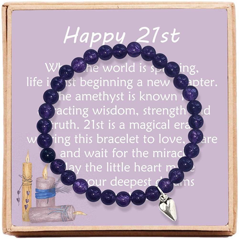 21St Birthday Gifts for Her Turning 21 - Bead Bracelet with Message Card & Gift Box - Twenty-First Apparel & Accessories > Jewelry > Bracelets OFGOT7