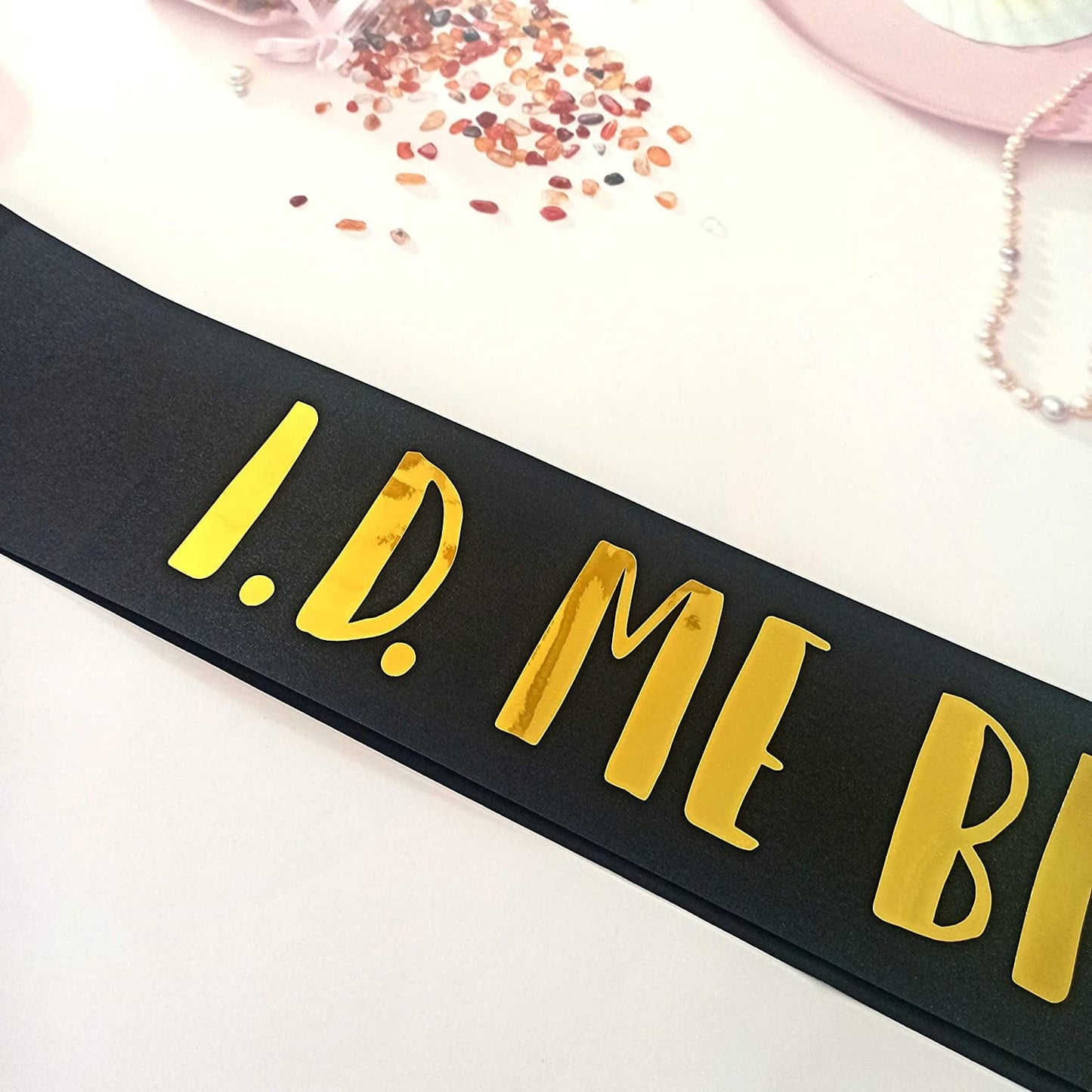 21St Birthday Sash, Bye Bye RIP Fake ID Party Decorations, I.D. ME Bitches Black and Gold Sash for Finally 21 and Legally Drunk Birthday Girl and Queen Apparel & Accessories > Clothing Accessories > Sashes Magnusson's Garden