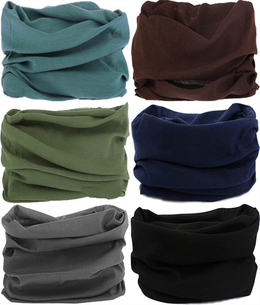 VANCROWN Headband Neck Gaiter Head Wrap Headwear Face Mask Magic Scarf Bandana for Men and Women Apparel & Accessories > Clothing Accessories > Headwear VANCROWN 6PCS.Solid Color 2