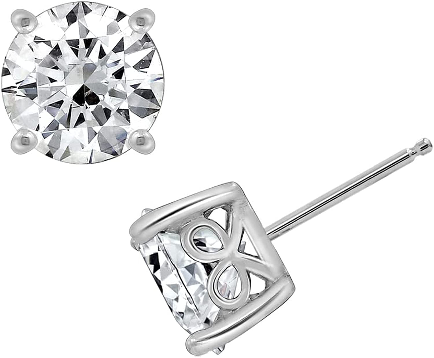 Collection Platinum or Gold Plated Sterling Silver Round-Cut Stud Earrings Made with Infinite Elements Zirconia Apparel & Accessories > Jewelry > Earrings Amazon Collection Platinum-plated 5 cttw