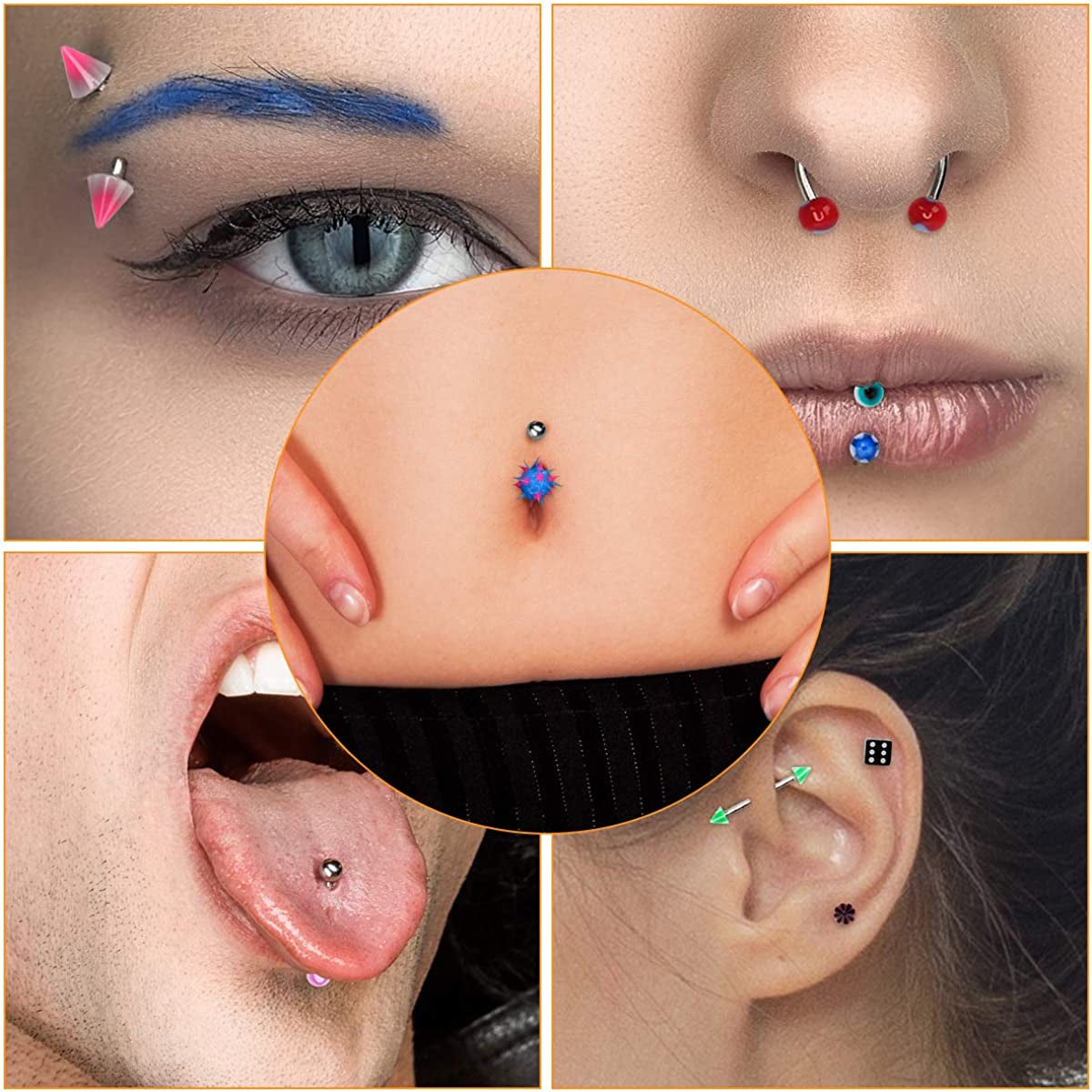 Crazypiercing Lot of 110PCS Body Jewelry Piercing Eyebrow Navel Belly Tongue Lip Bar Ring Apparel & Accessories > Jewelry > Body Jewelry CrazyPiercing