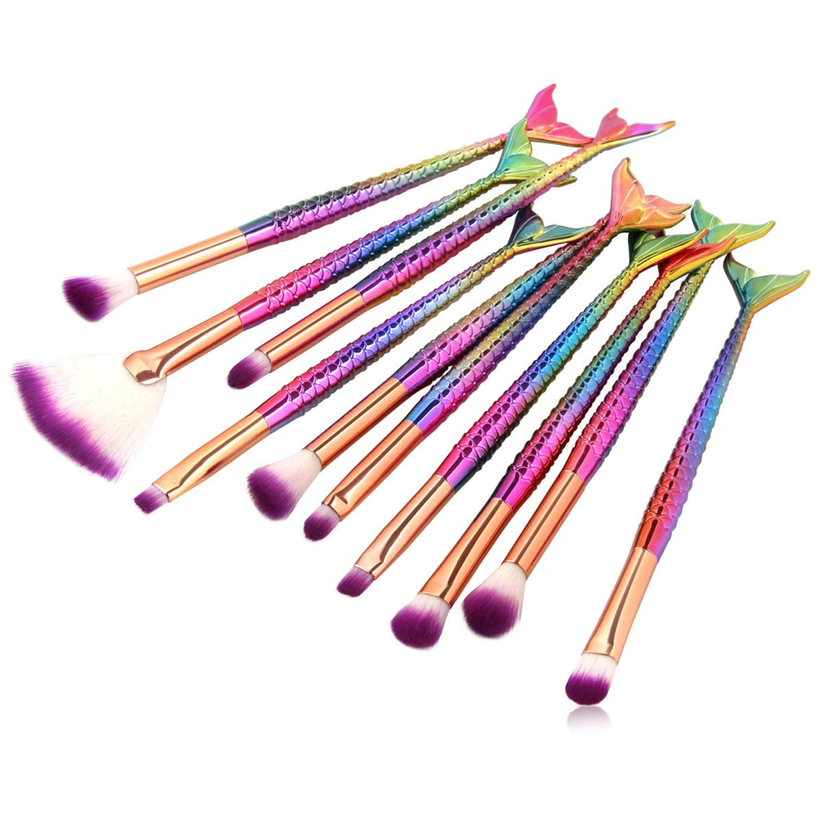 Tenmon 10 Pcs Mermaid Eye Makeup Brushes Set, Professional Eyeshadow Makeup Brushes Set with Soft Synthetic Hairs for Eyeshadow, Concealer, Eyeliner, Brow Blending, Highlighter Brush Tool Health & Beauty > Personal Care > Cosmetics > Cosmetic Tools > Makeup Tools Tenmon