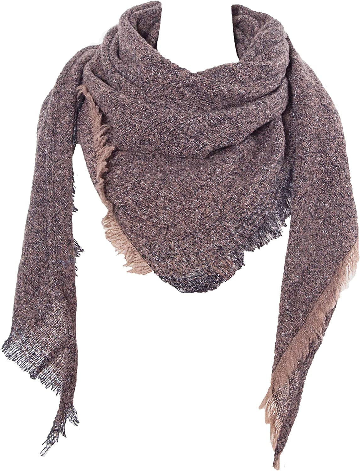 Wander Agio Womens Winter Scarfs Warm Scarf Half Shawls Triangle Scarves Stripe Plaid Apparel & Accessories > Clothing Accessories > Scarves & Shawls Wander Agio Pure Brown 20