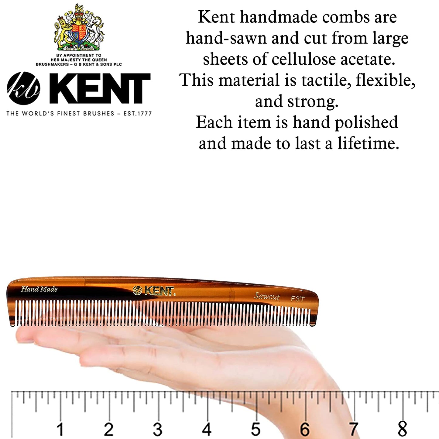 Kent F3T Fine Tooth Comb for Hair Care/Parting Comb and Combs for Men and Combs for Women - Dandruff Hair Comb/Kent Mens Combs for Hair Fine Teeth Comb Hair Comb Fine/Men Comb Comb for Women Health & Beauty > Personal Care > Hair Care KENT