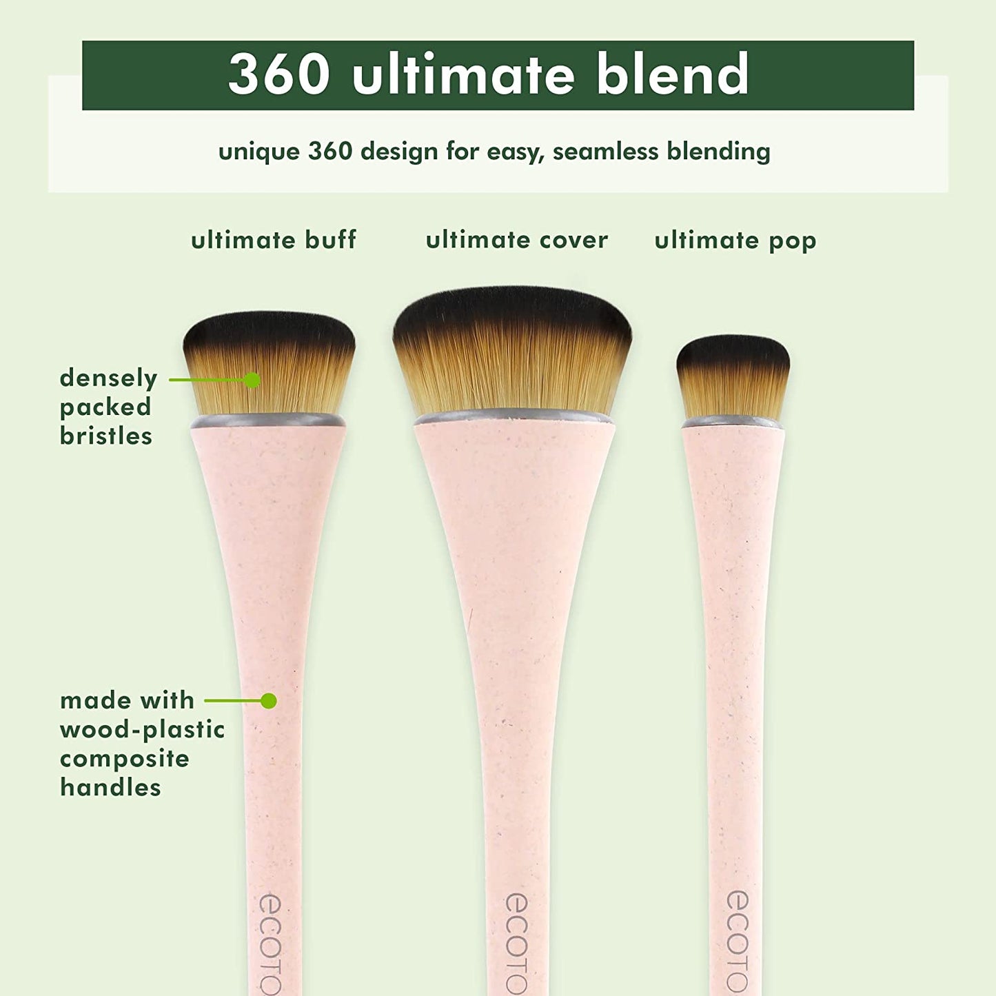 Ecotools 360 Ultimate Blend Makeup Brushes, for Cream & Stick Makeup, Foundation, Concealer, Highlighter, Brush Set of 3 Health & Beauty > Personal Care > Cosmetics > Cosmetic Tools > Makeup Tools EcoTools
