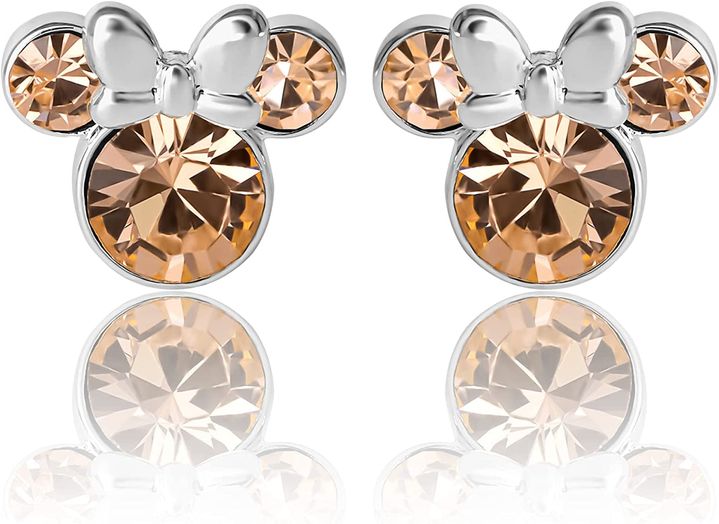 Disney Womens Minnie Mouse Birthstone Stud Earrings - Minnie Mouse Earrings - Birthstone Jewelry - Disney Jewelry Apparel & Accessories > Jewelry > Earrings Disney June-Light Peach Crystal