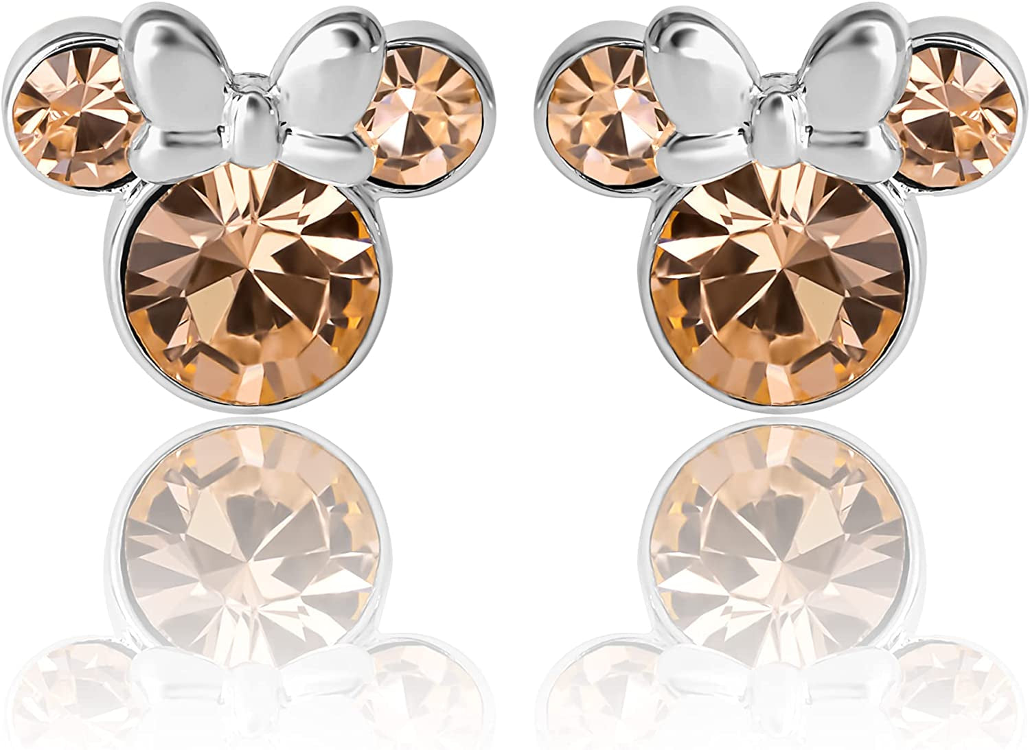 Disney Womens Minnie Mouse Birthstone Stud Earrings - Minnie Mouse Earrings - Birthstone Jewelry - Disney Jewelry Apparel & Accessories > Jewelry > Earrings Disney June-Light Peach Crystal