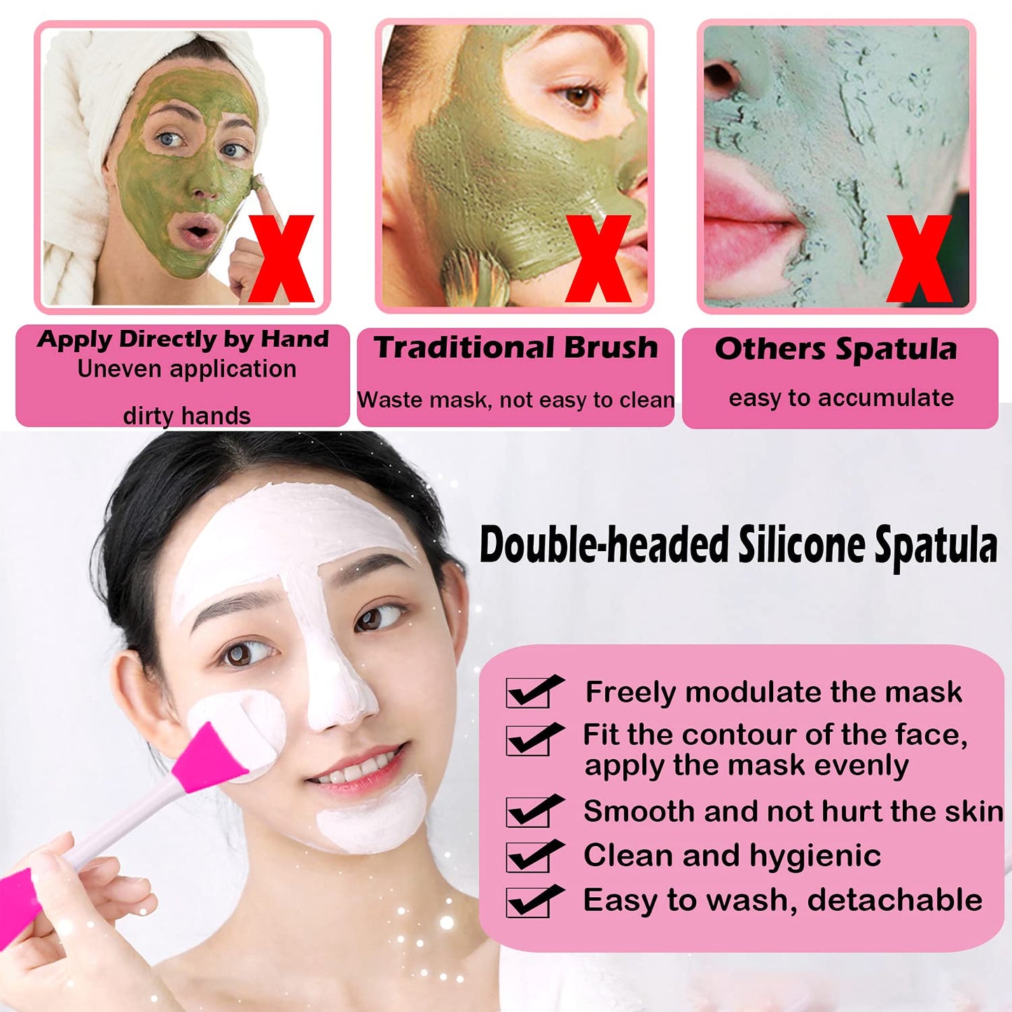 Rampula Mask Applicator Silicone Face Brush Face Mud Cream,Clay Mask,Diy,Modeling Mask Brushes DIY Mud Mixing Spatula Double-End Handheld Scoop Skin Care Make up Foundation Gel Cosmetic Tool Health & Beauty > Personal Care > Cosmetics > Cosmetic Tools > Makeup Tools RamPula