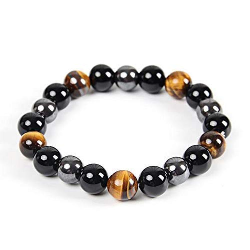 Triple Protection Bracelet - for Protection - Bring Luck and Prosperity - Hematite - Black Obsidian - Tiger Eye - Stone Bracelets Apparel & Accessories > Jewelry > Bracelets Crystal Agate Bracelets