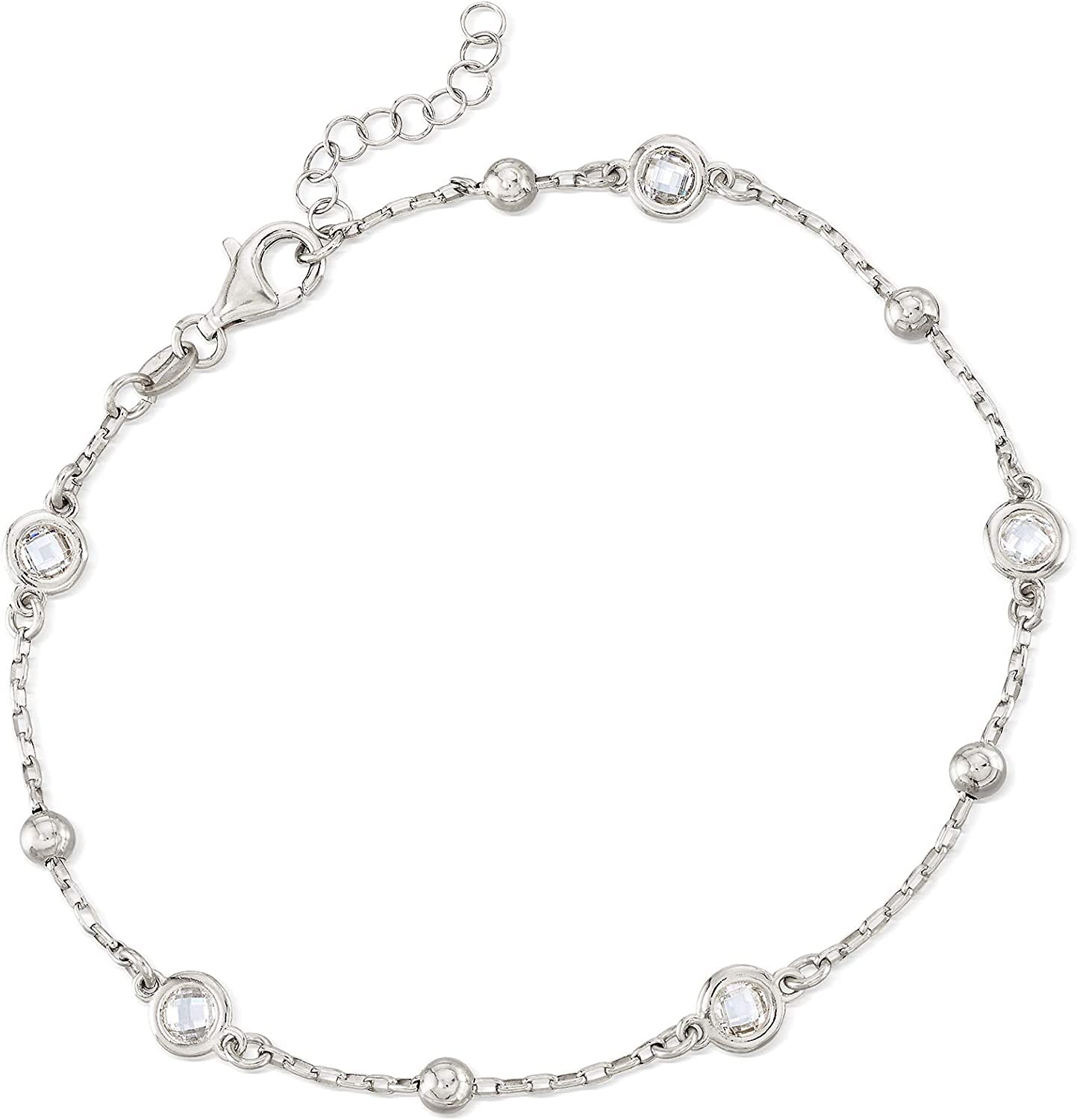 Ross-Simons Italian 1.15 Ct. T.W. Bezel-Set CZ Station Anklet Apparel & Accessories > Jewelry > Anklets Ross-Simons Sterling Silver 9 Inches