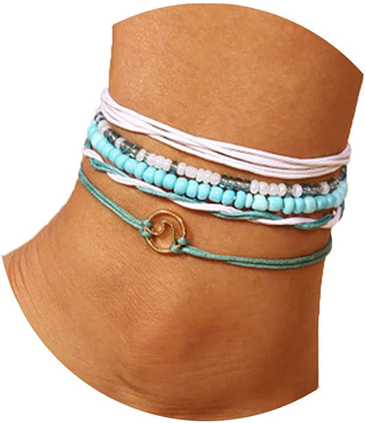 Cliory Boho Turquoise Anklets Beaded Ankle Bracelet Beach Wave Foot Chain for Women and Girls Apparel & Accessories > Jewelry > Anklets Cliory