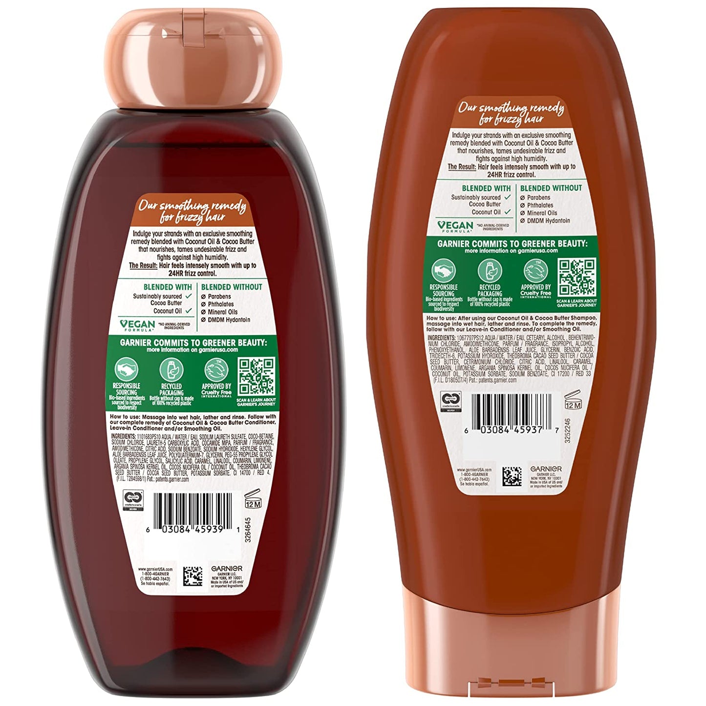 Garnier Whole Blends Smoothing Shampoo and Conditioner, Coconut Oil and Cocoa Butter Extracts, for Frizzy Hair, 22 Fl Oz Ea, 1 Kit (Packaging May Vary) Health & Beauty > Personal Care > Hair Care Garnier