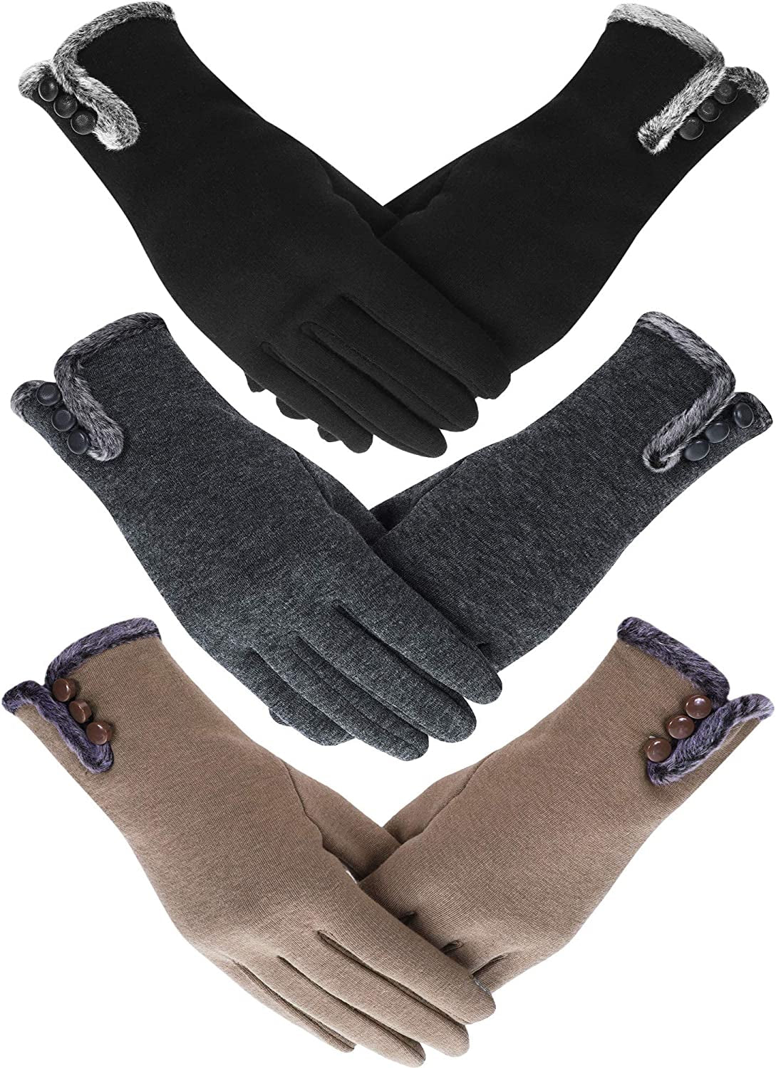 Women Winter Gloves Lined Warm Gloves Touchscreen Mittens for Cold Weather (3, Color 2) Apparel & Accessories > Clothing Accessories > Gloves & Mittens SATINIOR