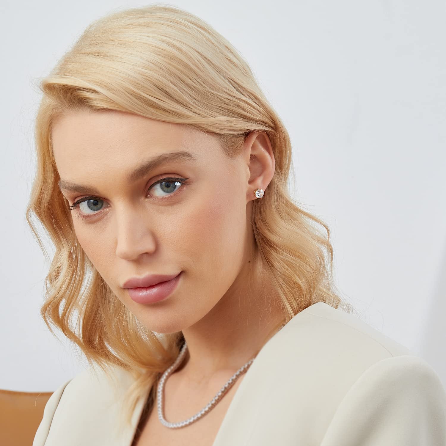 GEMSME 18K Yellow / White Gold Plated round Cubic Zirconia Stud Earrings Pack of 6 Apparel & Accessories > Jewelry > Earrings Gemsme