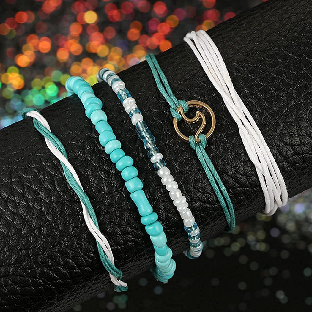Cliory Boho Turquoise Anklets Beaded Ankle Bracelet Beach Wave Foot Chain for Women and Girls Apparel & Accessories > Jewelry > Anklets Cliory