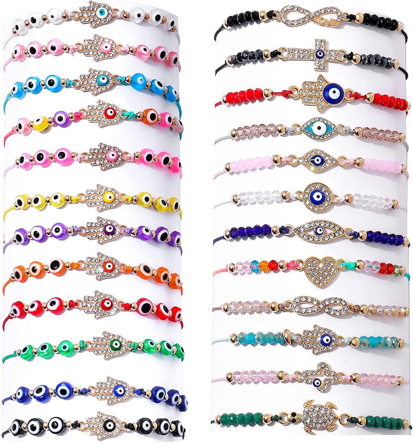 24/12 Pcs Evil Eye Bracelets Mexican Bracelets Hamsa Bracelet Set Protection Mal De Ojo Bracelets Gold Evil Eye Anklets Jewelry Gift for Women Girls Boys Apparel & Accessories > Jewelry > Bracelets Bovemee 24 Pcs Evil Eye Bracelets