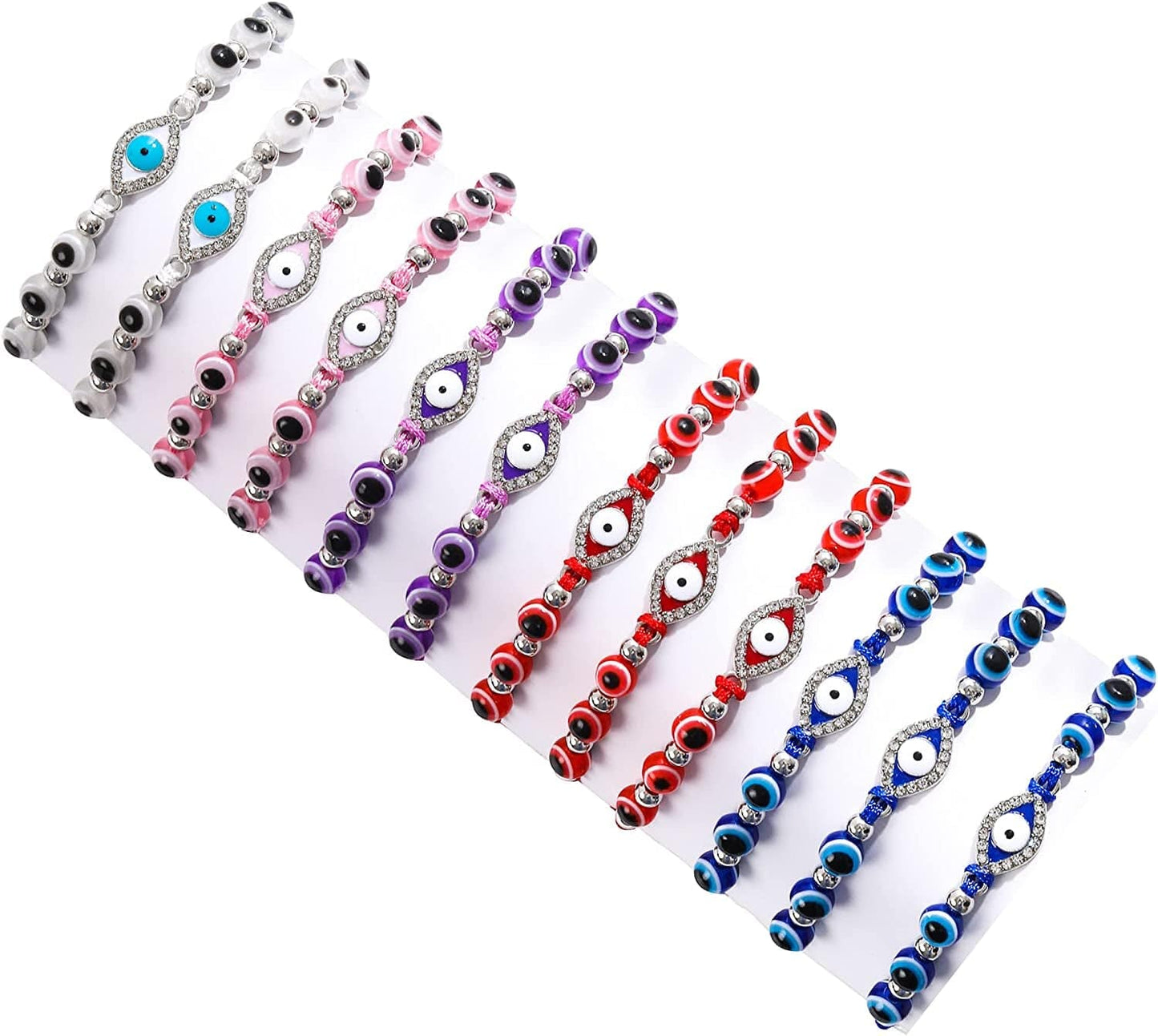 24/12 Pcs Evil Eye Bracelets Mexican Bracelets Hamsa Bracelet Set Protection Mal De Ojo Bracelets Gold Evil Eye Anklets Jewelry Gift for Women Girls Boys Apparel & Accessories > Jewelry > Bracelets Bovemee Silver