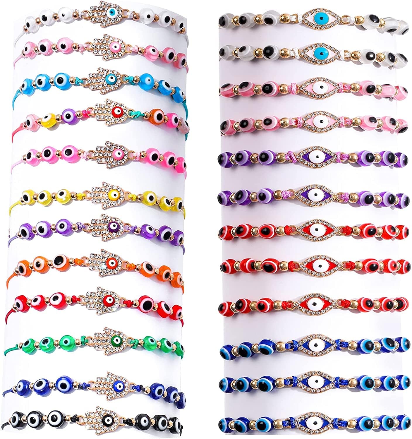 24/12 Pcs Evil Eye Bracelets Mexican Bracelets Hamsa Bracelet Set Protection Mal De Ojo Bracelets Gold Evil Eye Anklets Jewelry Gift for Women Girls Boys Apparel & Accessories > Jewelry > Bracelets Bovemee Hamsa& Gold EvilEye