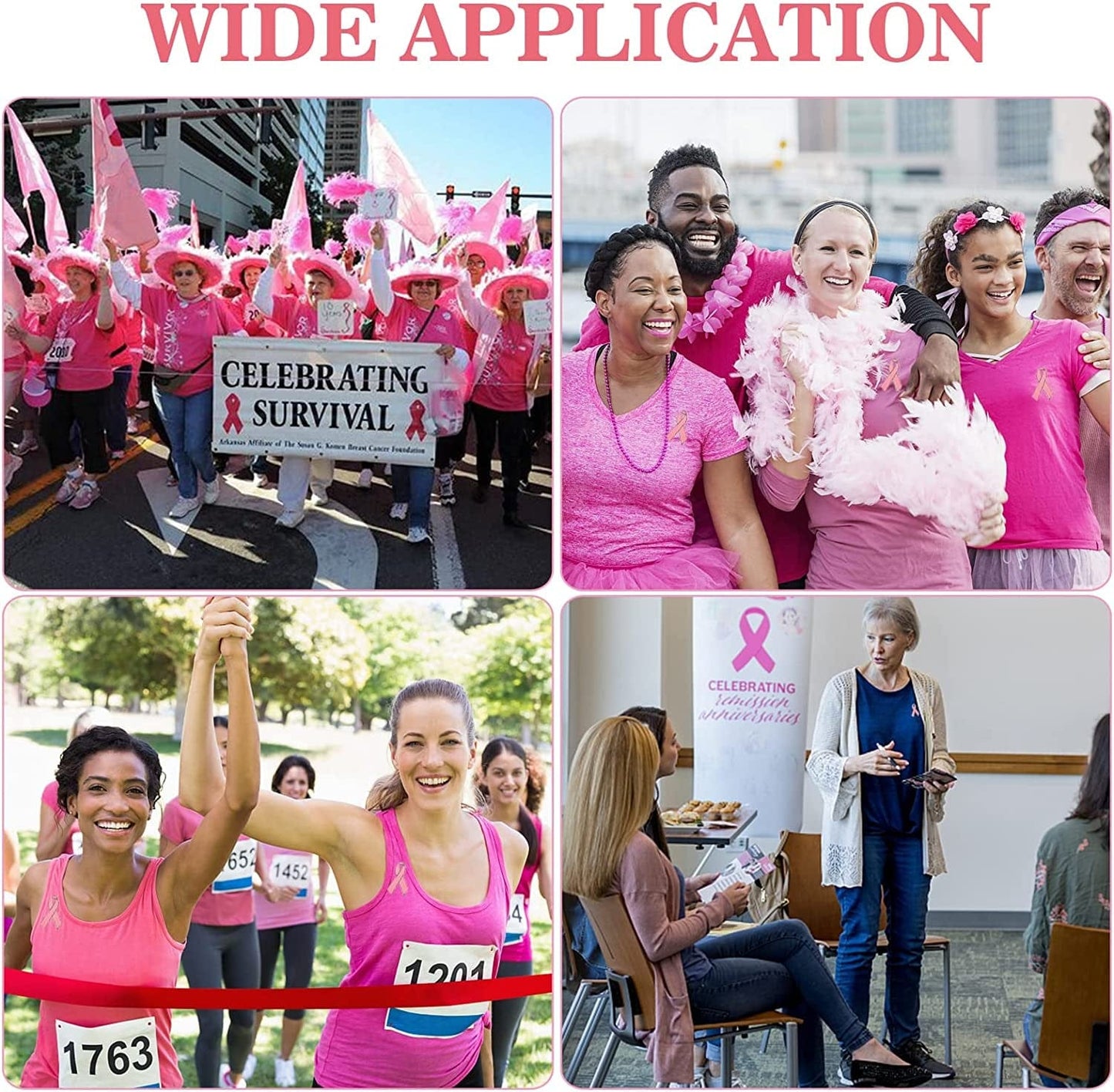 24/48 Pcs Breast Cancer Awareness Pins- Metal Pink Ribbon Lapel Pins Brooch Hope Ribbon Pins for Breast Cancer Survivor Charity Event Fundraising Gathering Women Girls Clothes Decor (L/S) Pink(24pcs-large)