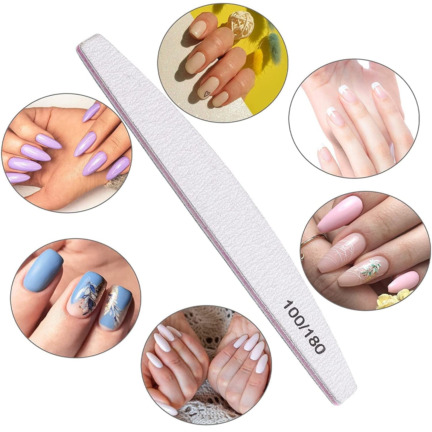 24 Counts Nail File and Buffer Set with 100/180 Grit Coarse Emery Board 3/4 Way Nail Polish Buffer Professional Manicure Tools Health & Beauty > Personal Care > Cosmetics > Cosmetic Tools > Nail Tools BTYMS