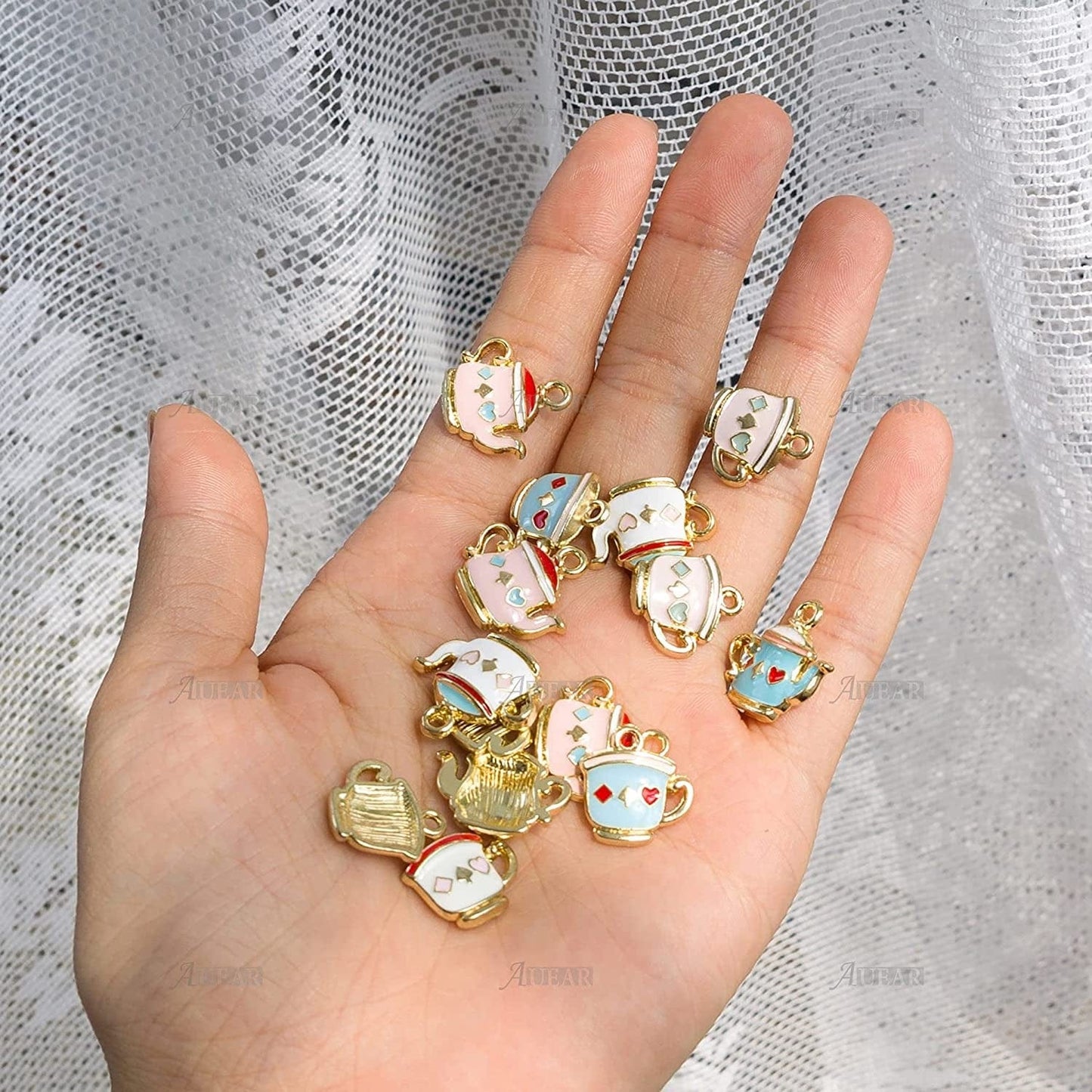 , 24 Pack Teapot Cup Charms Pendant Enamel Alloy Charm for Earrings Bracelet Jewelry Making DIY
