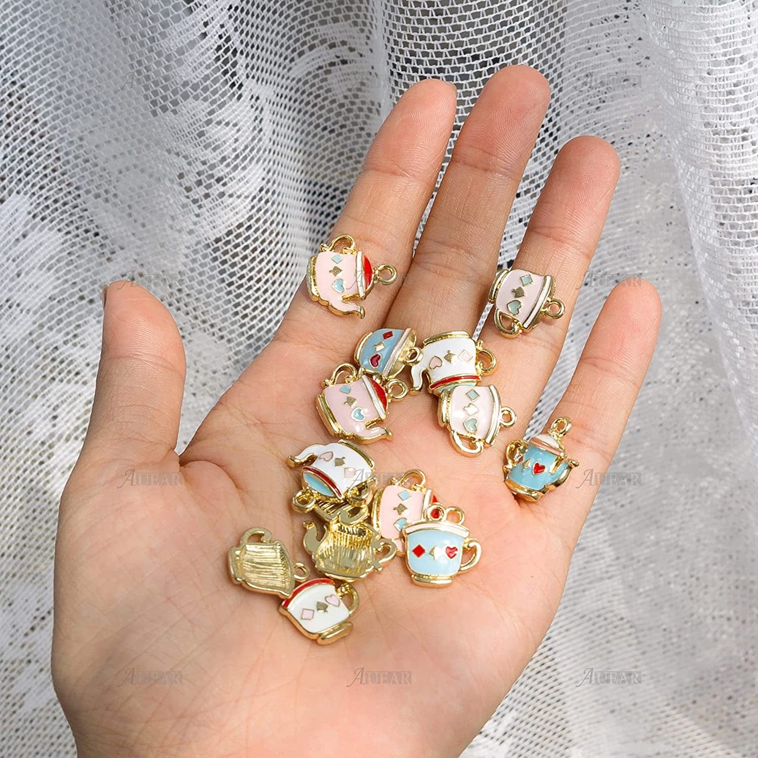 , 24 Pack Teapot Cup Charms Pendant Enamel Alloy Charm for Earrings Bracelet Jewelry Making DIY