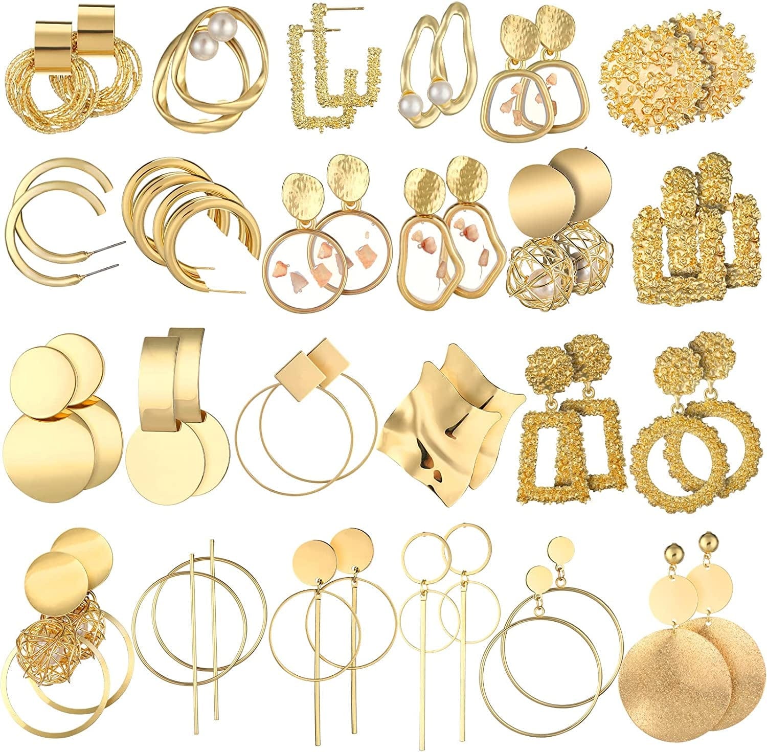 24 Pairs Crystal Teardrop Dangle Earrings Cubic Zirconia Hoop Earrings Boho Threader Earrings Set for Women Girls Christmas Modern Style