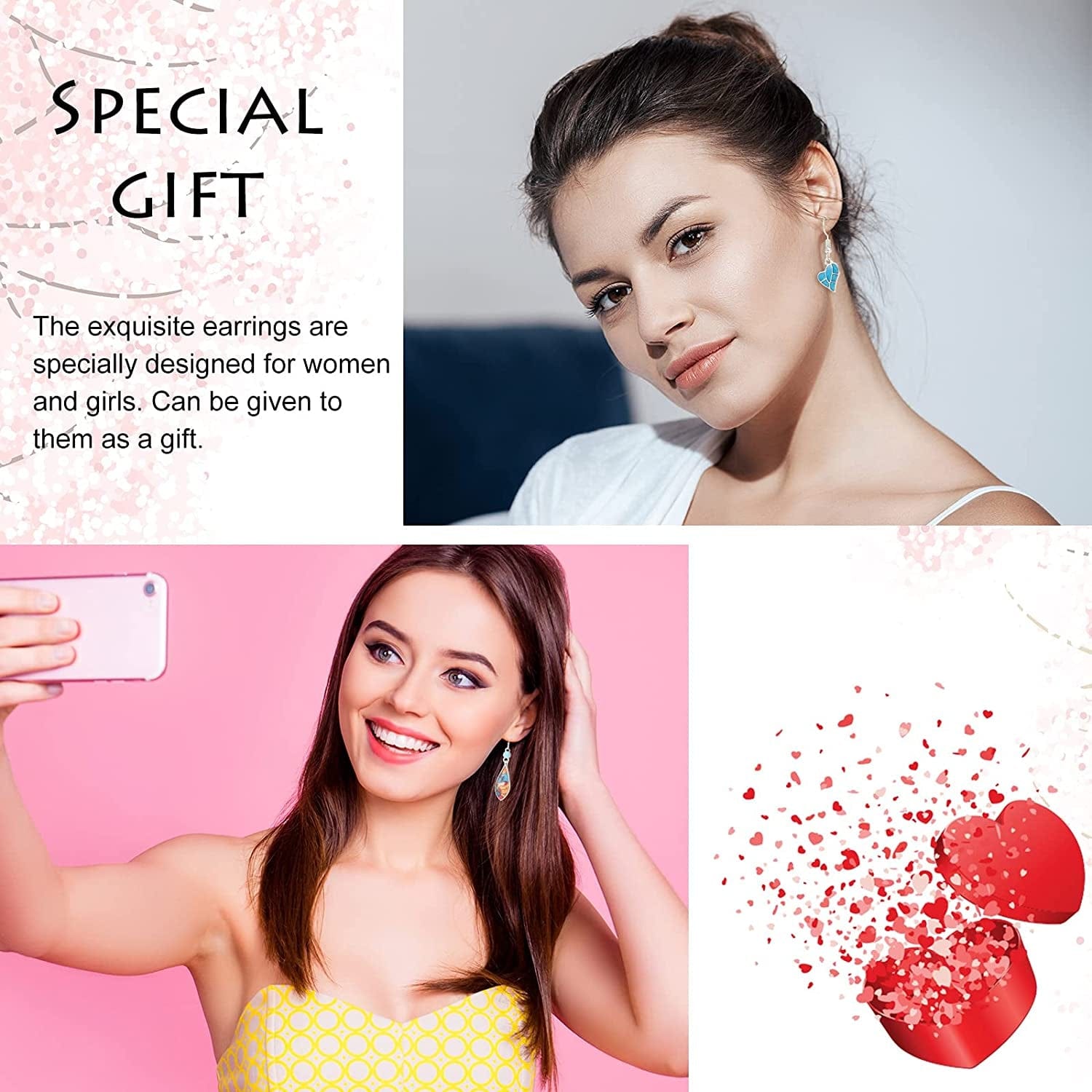 24 Pairs Crystal Teardrop Dangle Earrings Cubic Zirconia Hoop Earrings Boho Threader Earrings Set for Women Girls Christmas