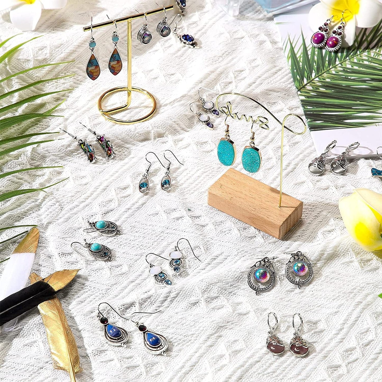 24 Pairs Crystal Teardrop Dangle Earrings Cubic Zirconia Hoop Earrings Boho Threader Earrings Set for Women Girls Christmas