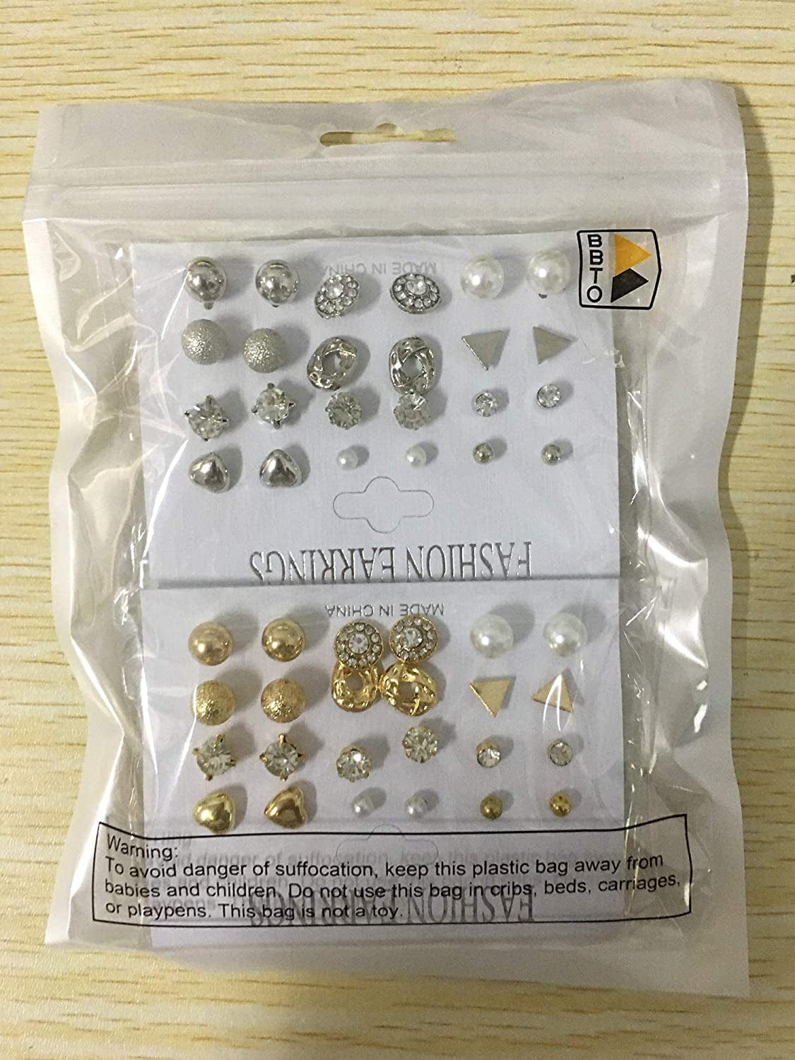 24 Pairs Stud Earrings Crystal Pearl Earring Set Ear Stud Jewelry for Girls Women Men, Silver and Gold