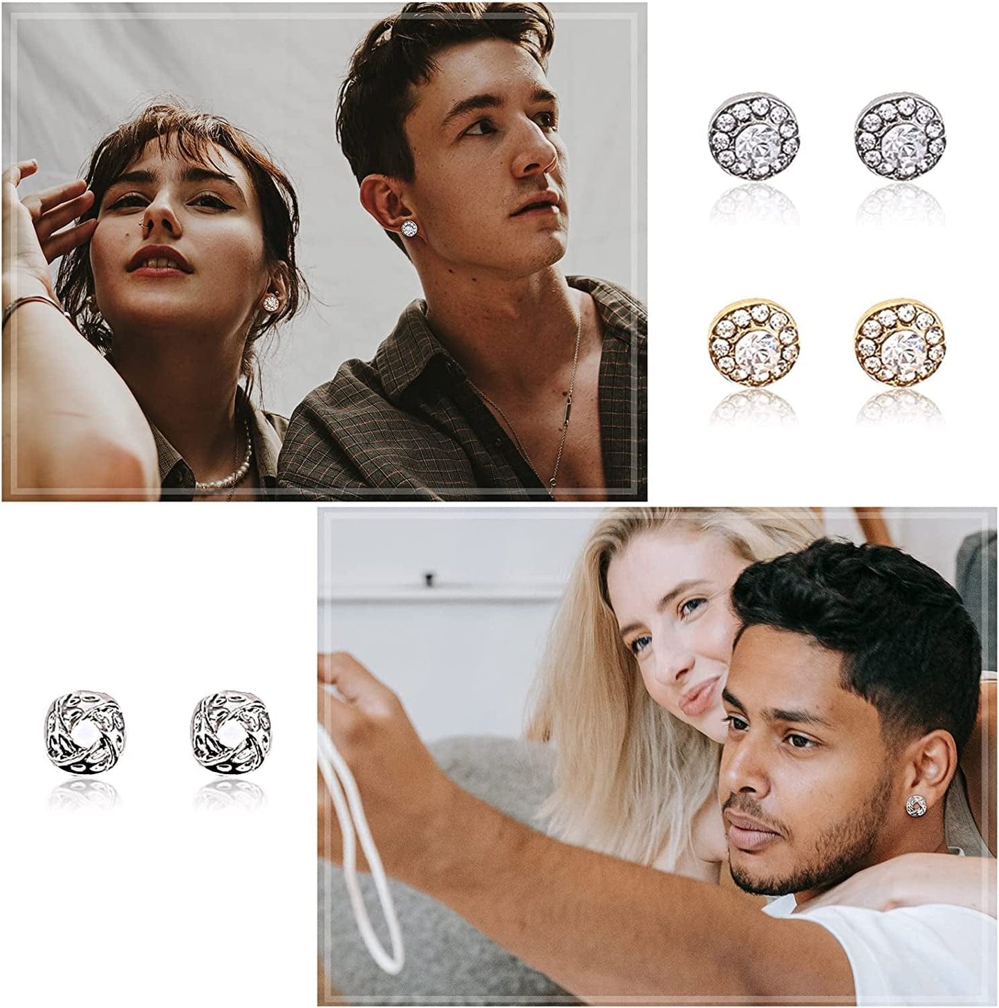24 Pairs Stud Earrings Crystal Pearl Earring Set Ear Stud Jewelry for Girls Women Men, Silver and Gold