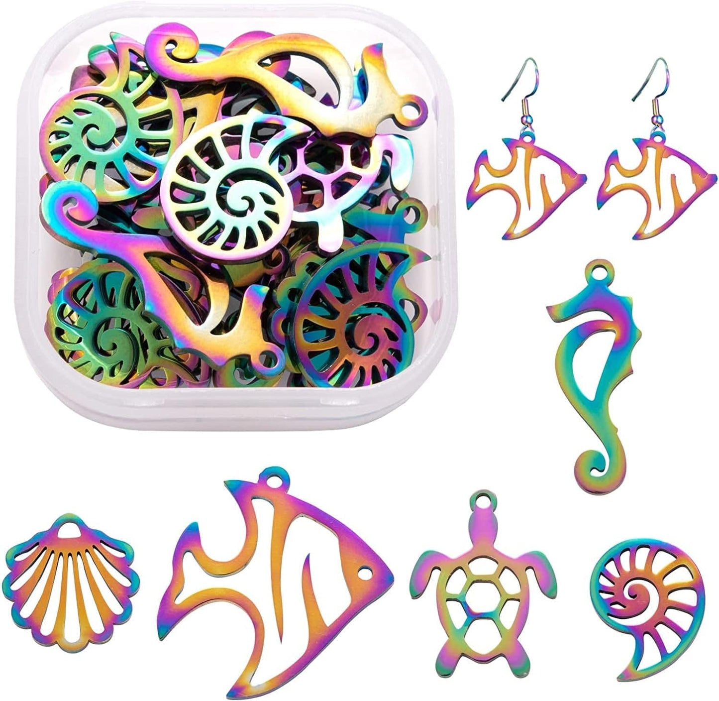 24 Pcs 12 Constellation Charms Flat round Constellation Rainbow Pendants Zodiac Sign Pendants Charm for Jewelry Earring Necklace Making B-ocean