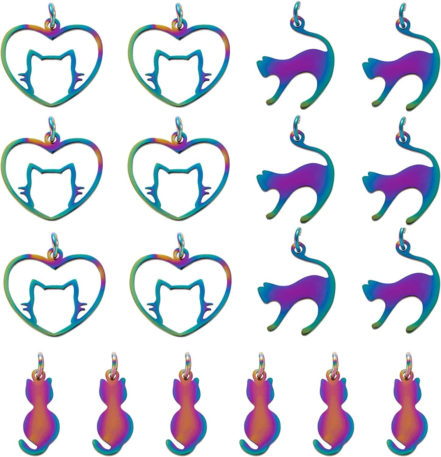 24 Pcs 12 Constellation Charms Flat round Constellation Rainbow Pendants Zodiac Sign Pendants Charm for Jewelry Earring Necklace Making Cat