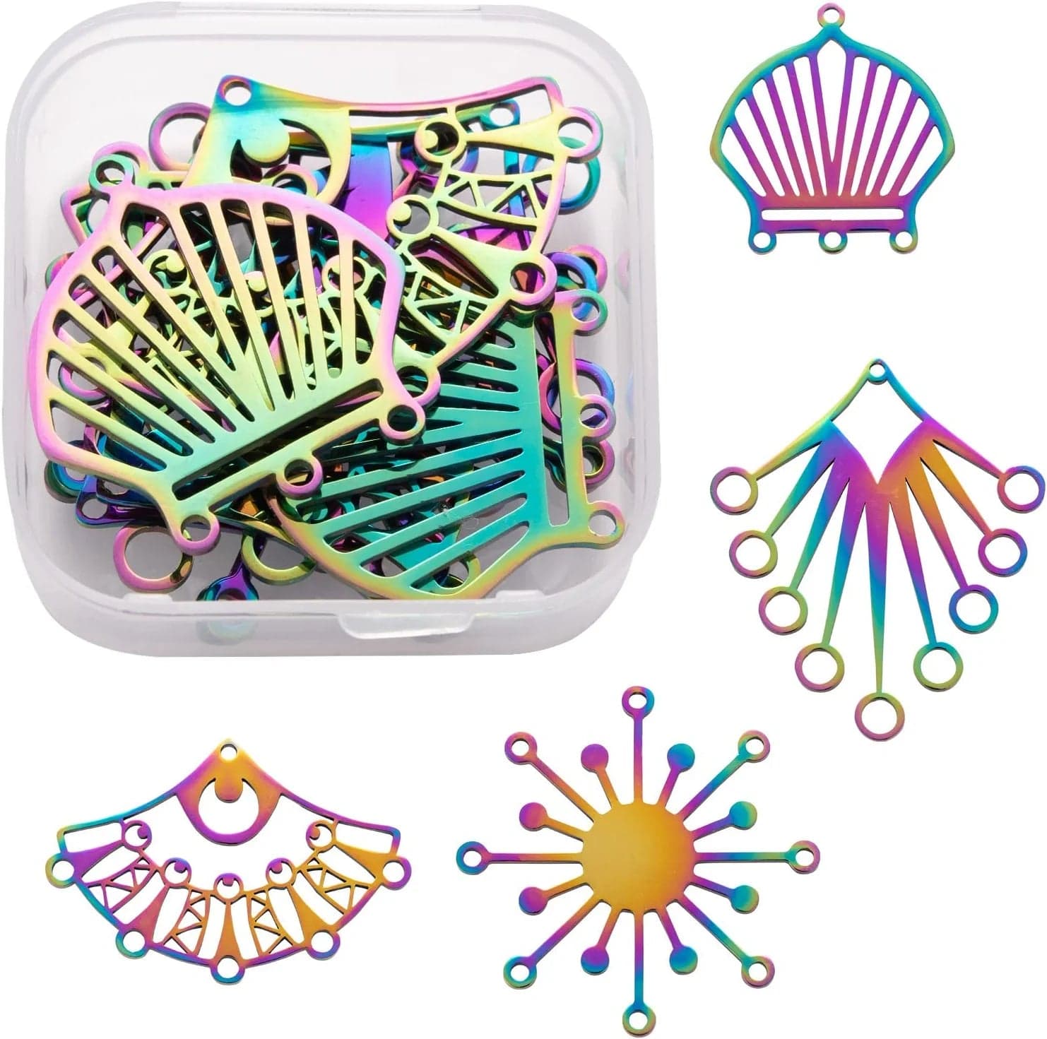 24 Pcs 12 Constellation Charms Flat round Constellation Rainbow Pendants Zodiac Sign Pendants Charm for Jewelry Earring Necklace Making Multi-Color