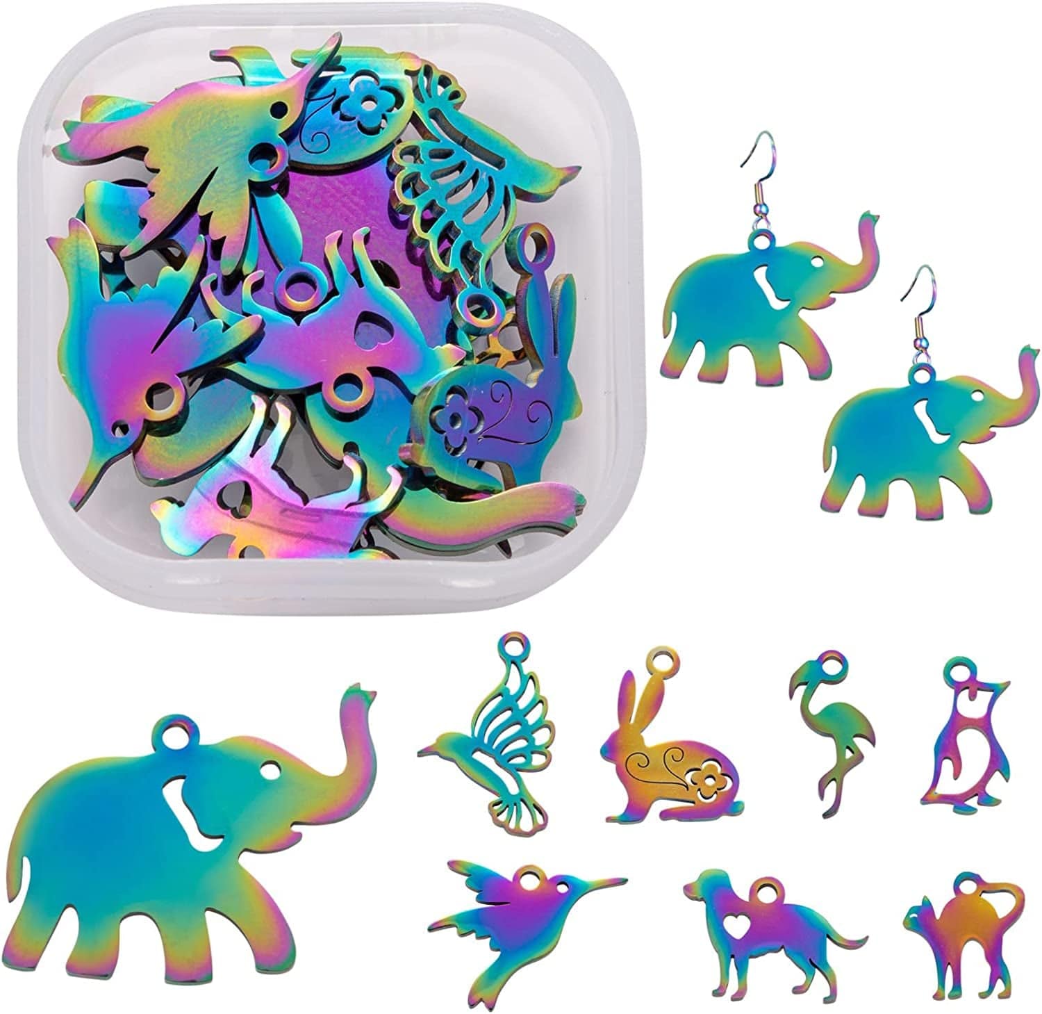 24 Pcs 12 Constellation Charms Flat round Constellation Rainbow Pendants Zodiac Sign Pendants Charm for Jewelry Earring Necklace Making Animal