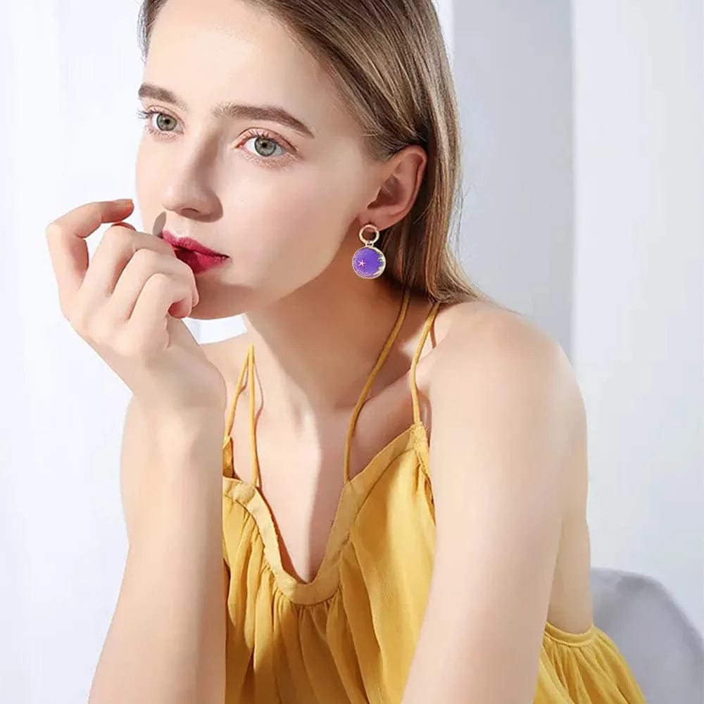 24 Pcs Assorted Gold Plated Enamel Cat Moon Star Celestial Charm Pendant DIY for Earrings Necklace Bracelet Jewelry Making and Crafting (M582-Purple)