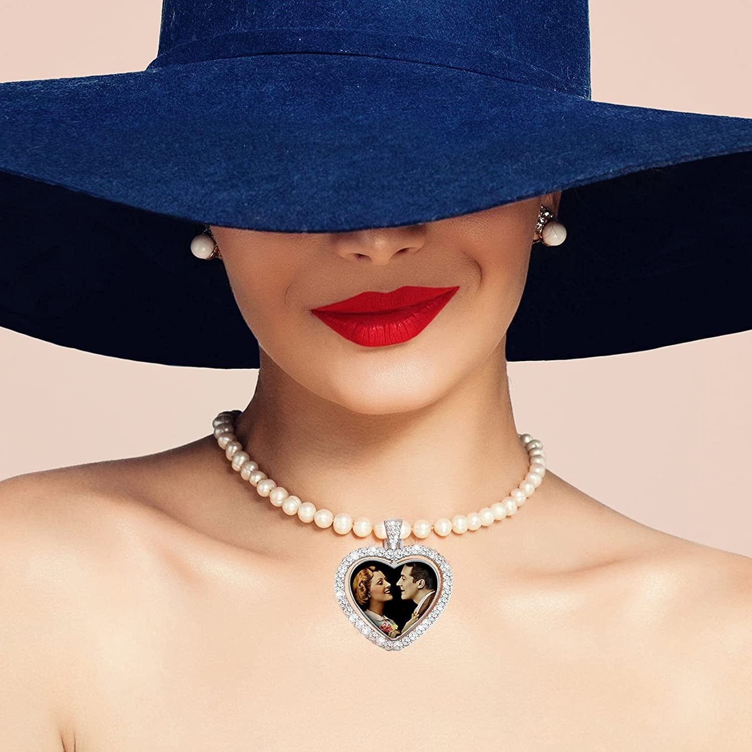 24 Pcs Rhinestone Sublimation Pendant Trays Set Including 8 Heart Shape Double Sided Blank Pendant Charms with 16 Glass Domes Sublimation Blank Discs Necklaces Halloween Jewelry Making