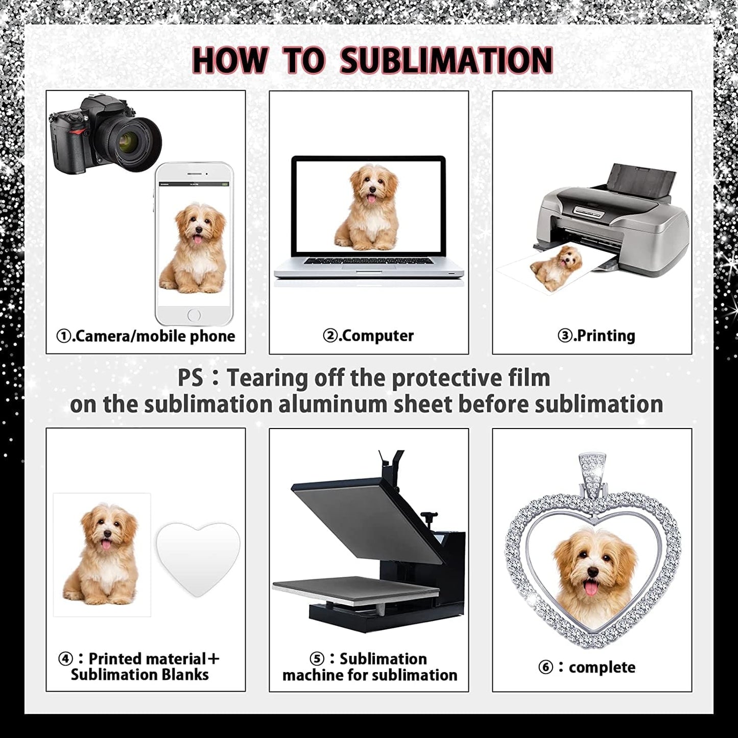 24 Pcs Sublimation Rhinestone Trays Pendant Set Including 8 Heart Shape Double Sided Blank Pendant Charms with 16 Sublimation Blank Discs for Necklaces Chains Jewelry Making Charms